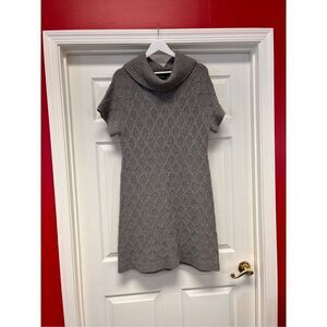 Banana Republic Gray Fine Merino Wool Cowl Neck Sweater Dress sz L EUC